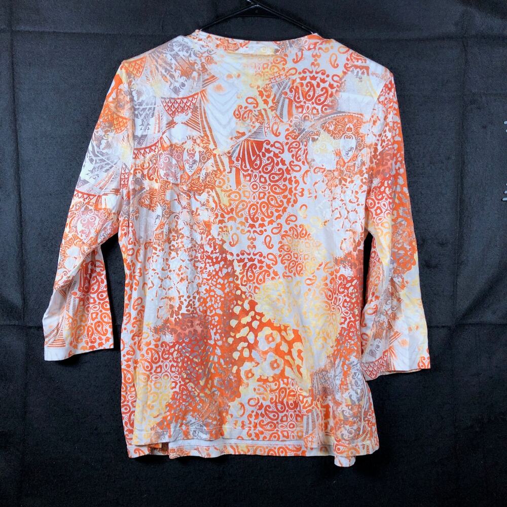 Chicos Womens Blouse Multicolored Paisley 3/4 Sleeve Front Key Hole 1 (M) - Picture 9 of 11